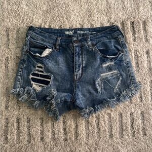 Vintage Blue Distressed Denim Shorts